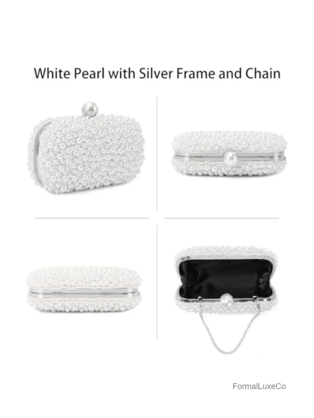 Pearl Clutch Purse Beaded Evening Handbag Small Bridal Wedding Guest Bag